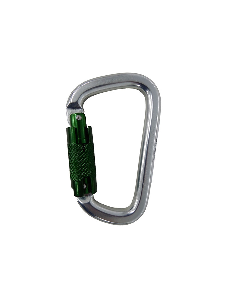 Mosquetão D Assimétrico 22mm Alumínio Trava Tripla CG678 Carbografite