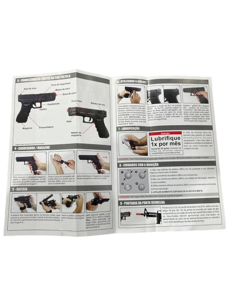 Pistola Airsoft Glock Aep 6mm CM030 Cyma Elétrica Bivolt