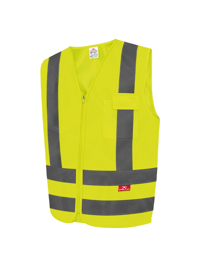 Colete Refletivo Com 1 Bolso Amarelo Fluorescente SteelFlex Blusão