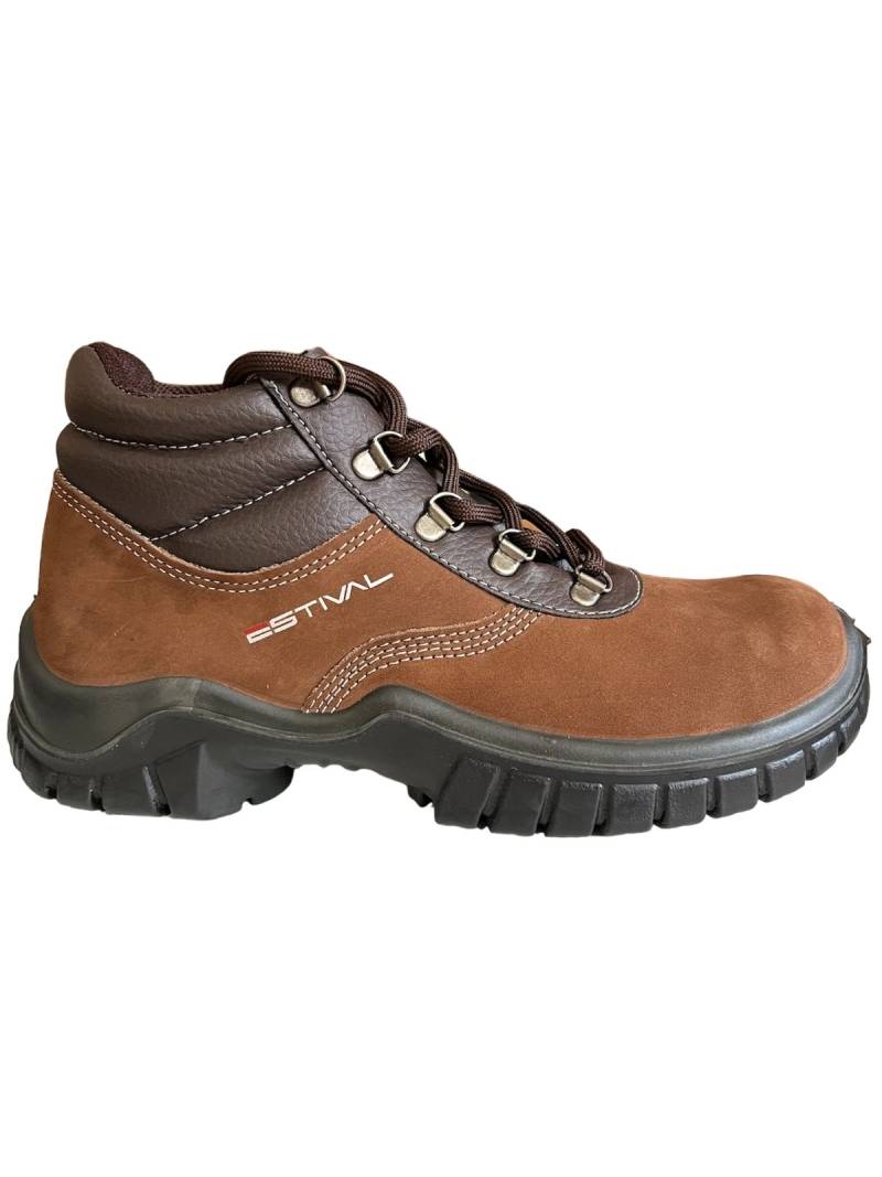 Botina Segurança Estival Marrom Nobuck Bico Plástico