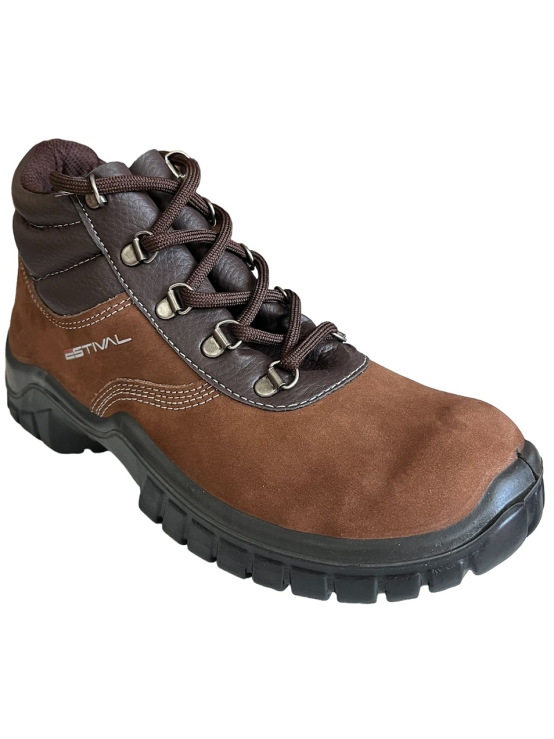 Botina Segurança Estival Marrom Nobuck Bico Plástico