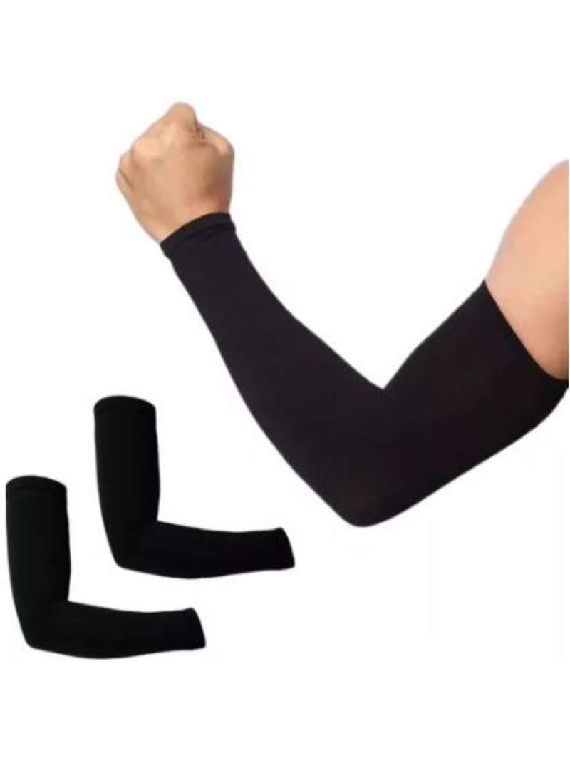 Par Manguito Proteção Solar Motoqueiro Ciclista - Preto