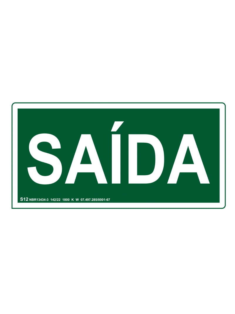 Placa Sinalização Fotoluminescente Saída S12 15x30