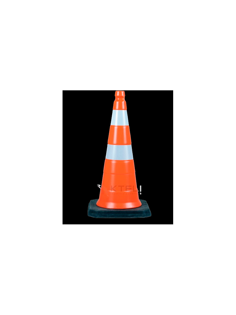 Cone Refletivo C/Base Borracha 75cm Laranja Branco