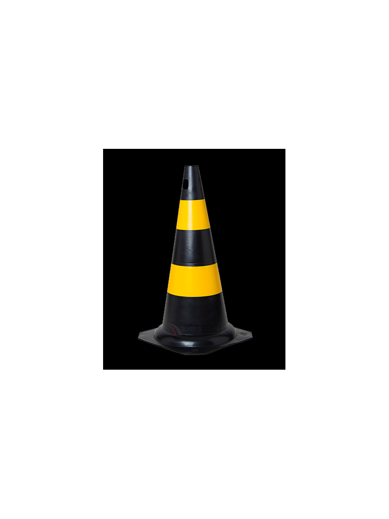 Cone Rígido PVC 50cm Sem Refletivo Preto Amarelo