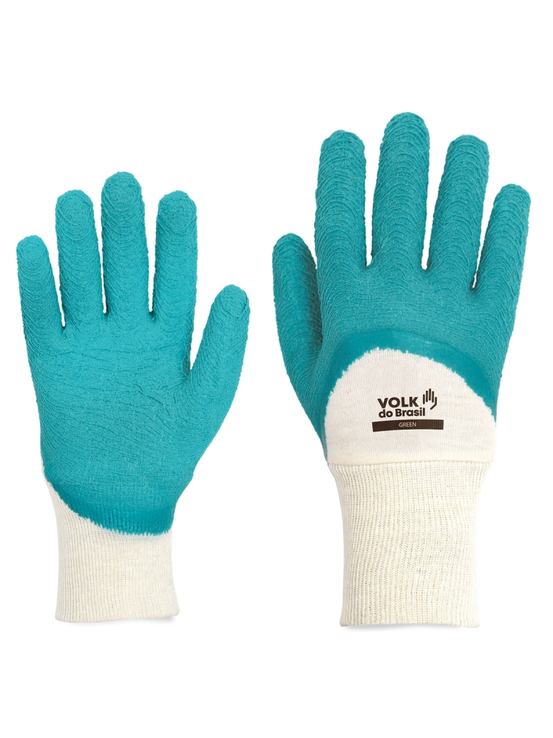 Luva Serviços Gerais Verde Volk Látex Corrugado