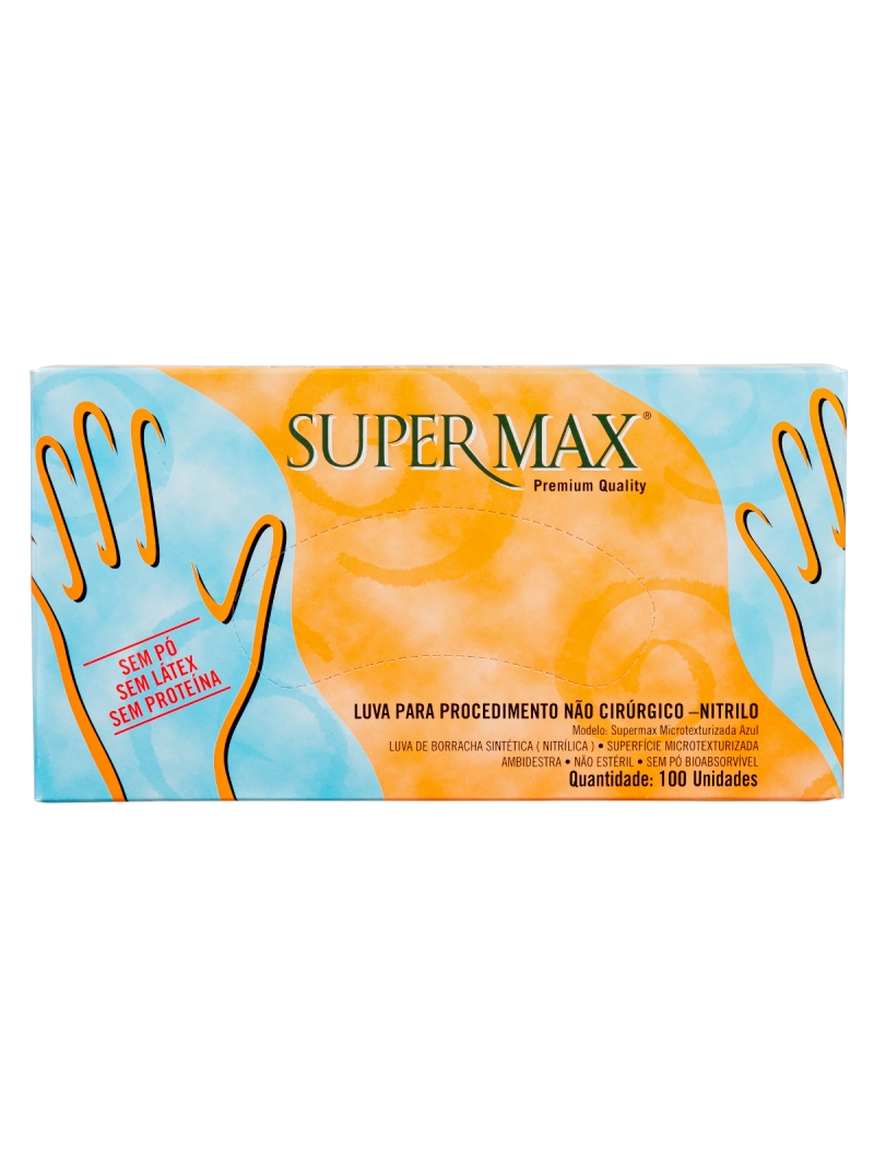 Luva De Procedimento Não Cirúrgico Azul Supermax 100un