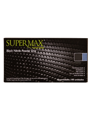 imagem do produto Luva Procedimento Não Cirúrgico Nitrilo Preta Supermax 100un