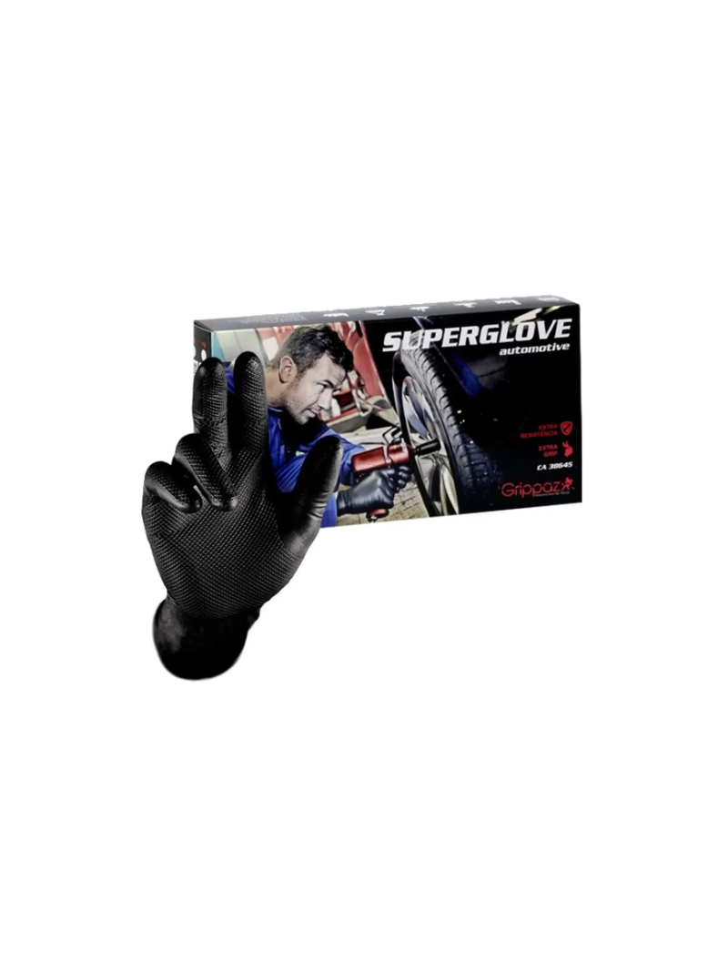 Luva Nitrilica Preta Superglove 50un Super Safety